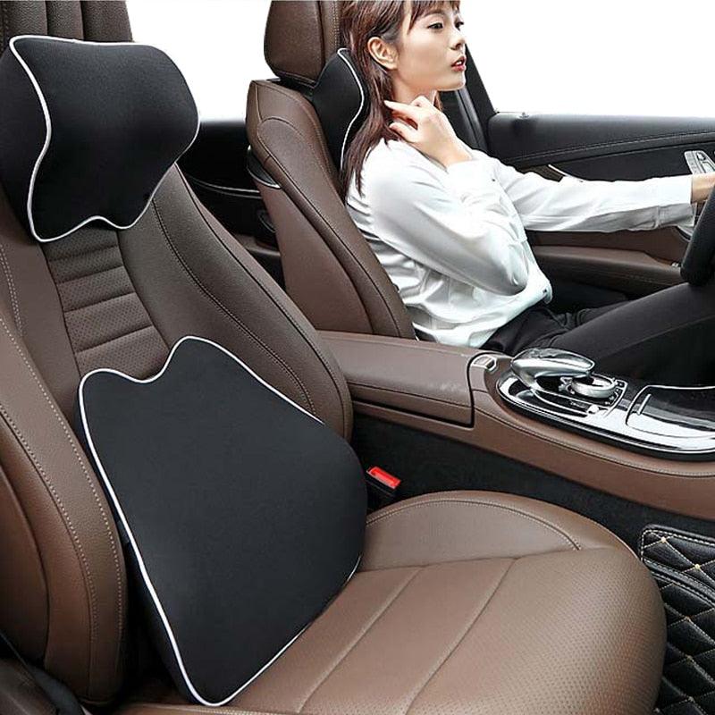 Memory Foam Neck & Lumbar Support Pillow – Car & Office Comfort