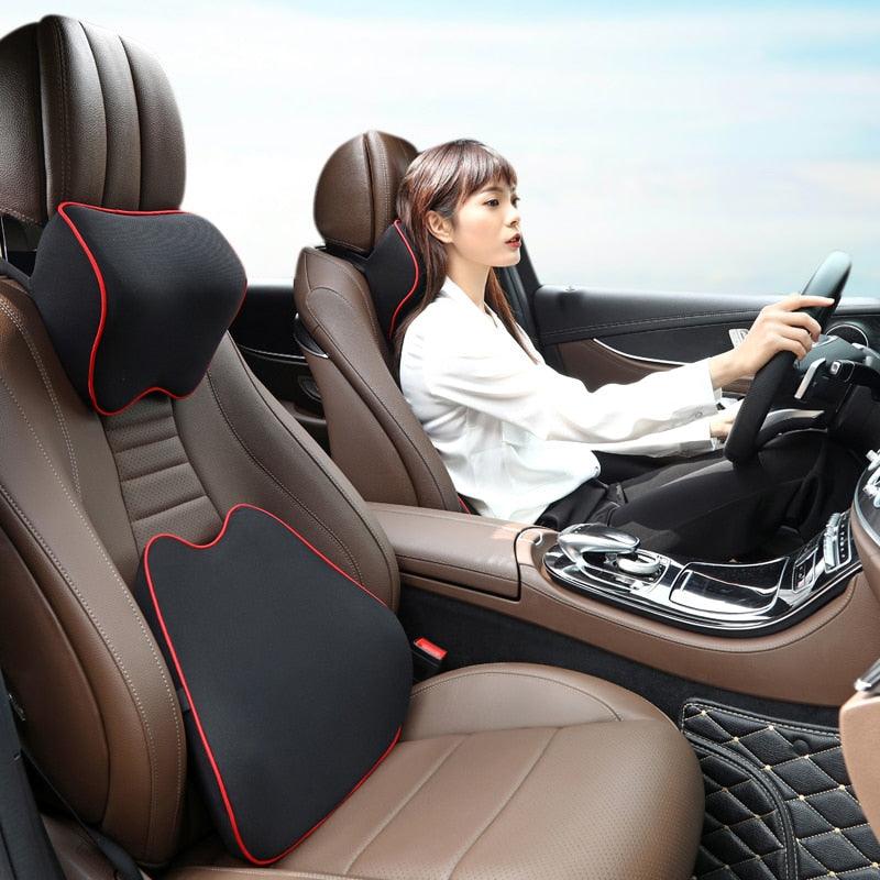 Memory Foam Neck & Lumbar Support Pillow – Car & Office Comfort
