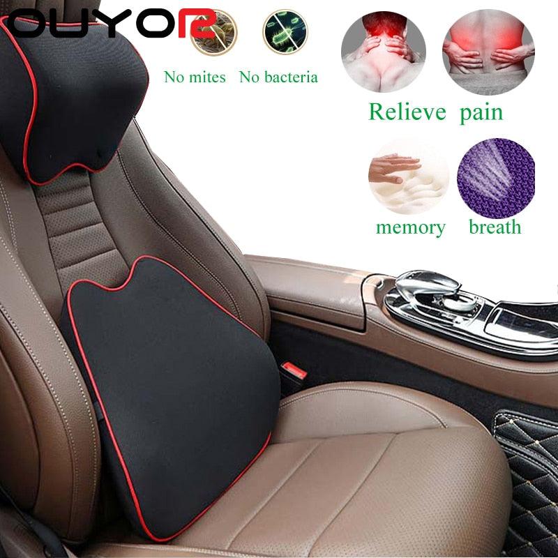 Memory Foam Neck & Lumbar Support Pillow – Car & Office Comfort